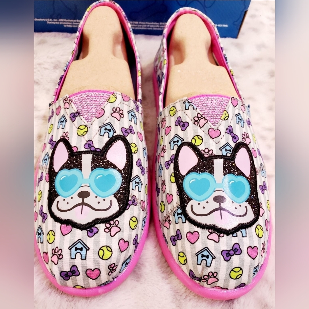 Bob's Boston Terrier/French Bulldog  Skechers Kids Shoes Size Y3.5